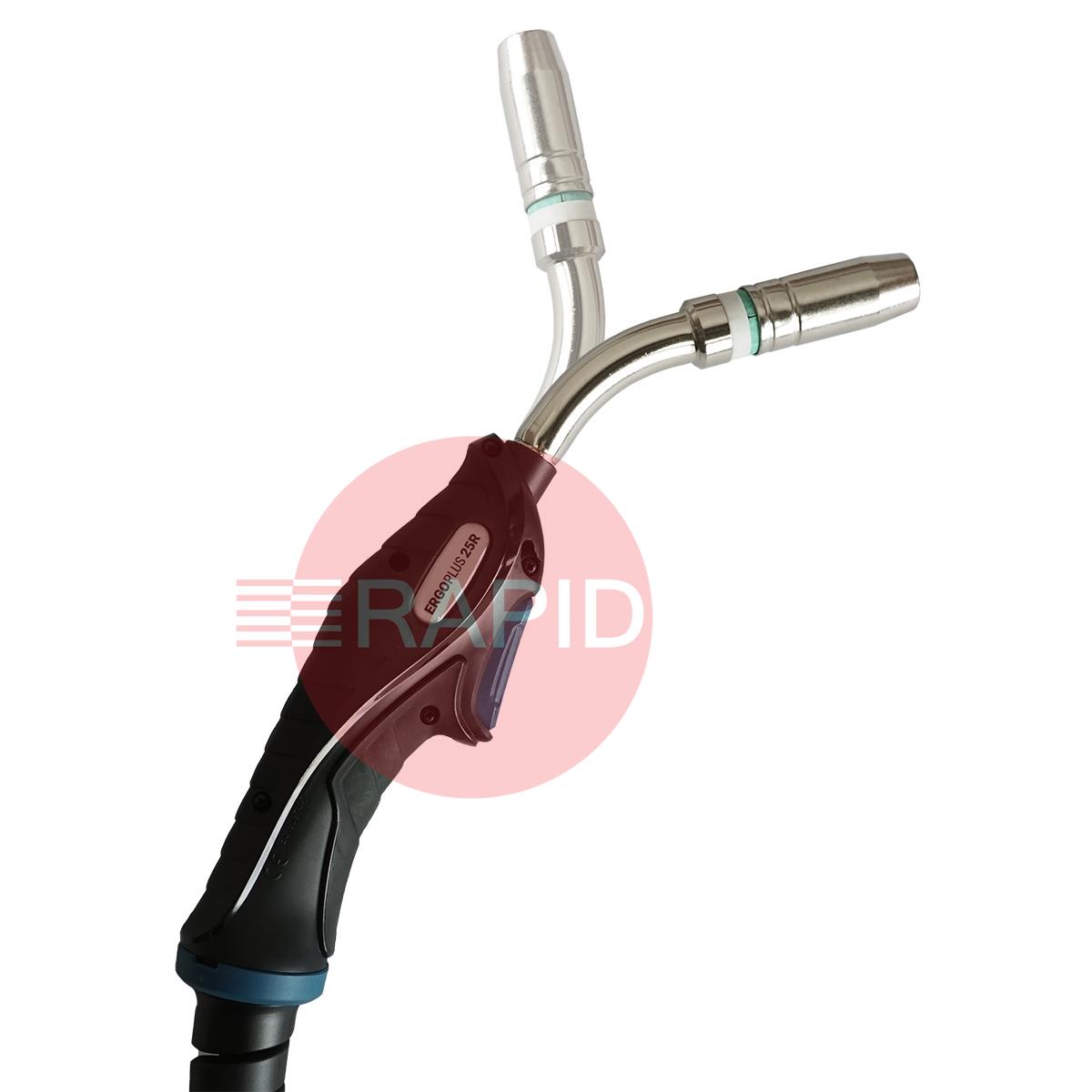 ERGOPLUS25R  Trafimet ERGOPLUS 25R Rotatable 45° Neck Air Cooled MIG Torch w/ Euro Connection, 230A CO2, 220A Mixed Gas